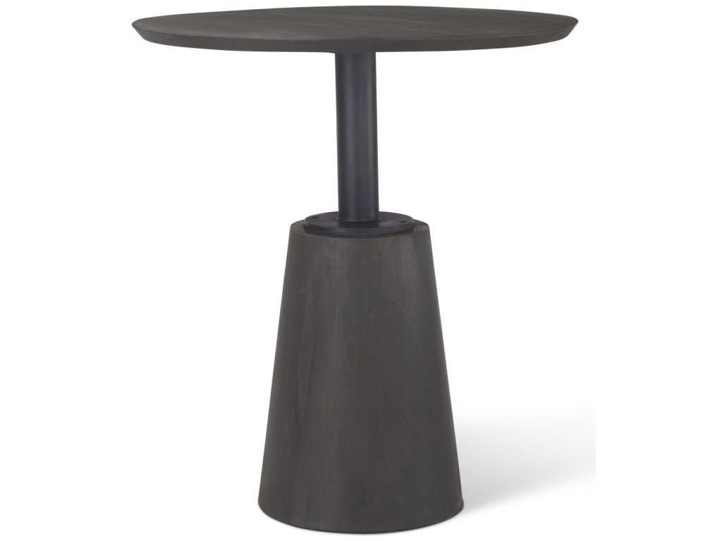 Mercana 32" Round Black-Brown Wood Tabletop & Base w/ Black Metal Accent Pedestal Bistro Table