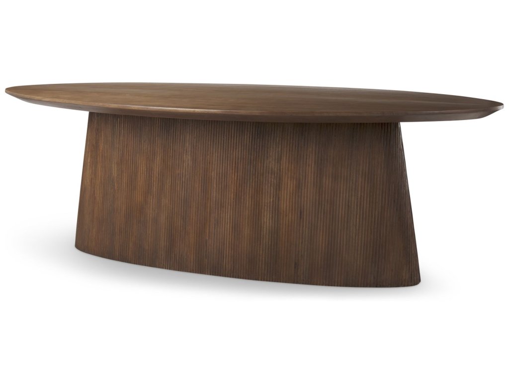 94"L x 50"W X30"H Medium Brown Solid Wood Oval Dining Table