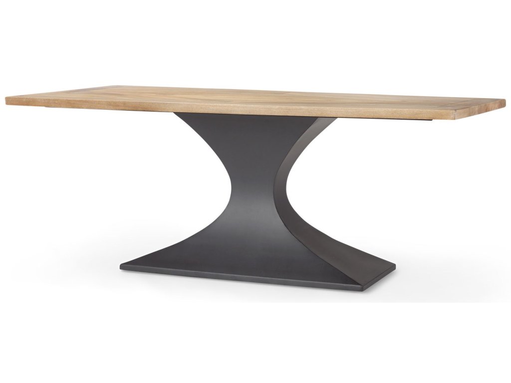 Light Brown Wood w/ Dark Gunmetal Iron Metal Dining Table