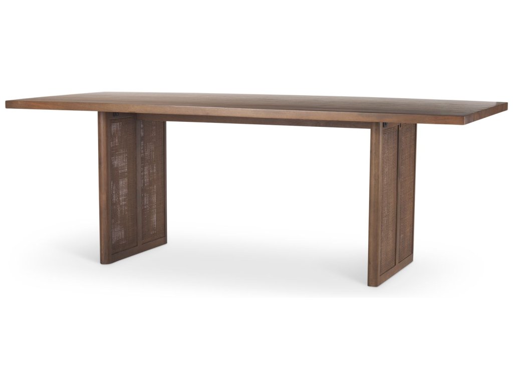 84L Medium Brown Wood w/ Cane Dining Table