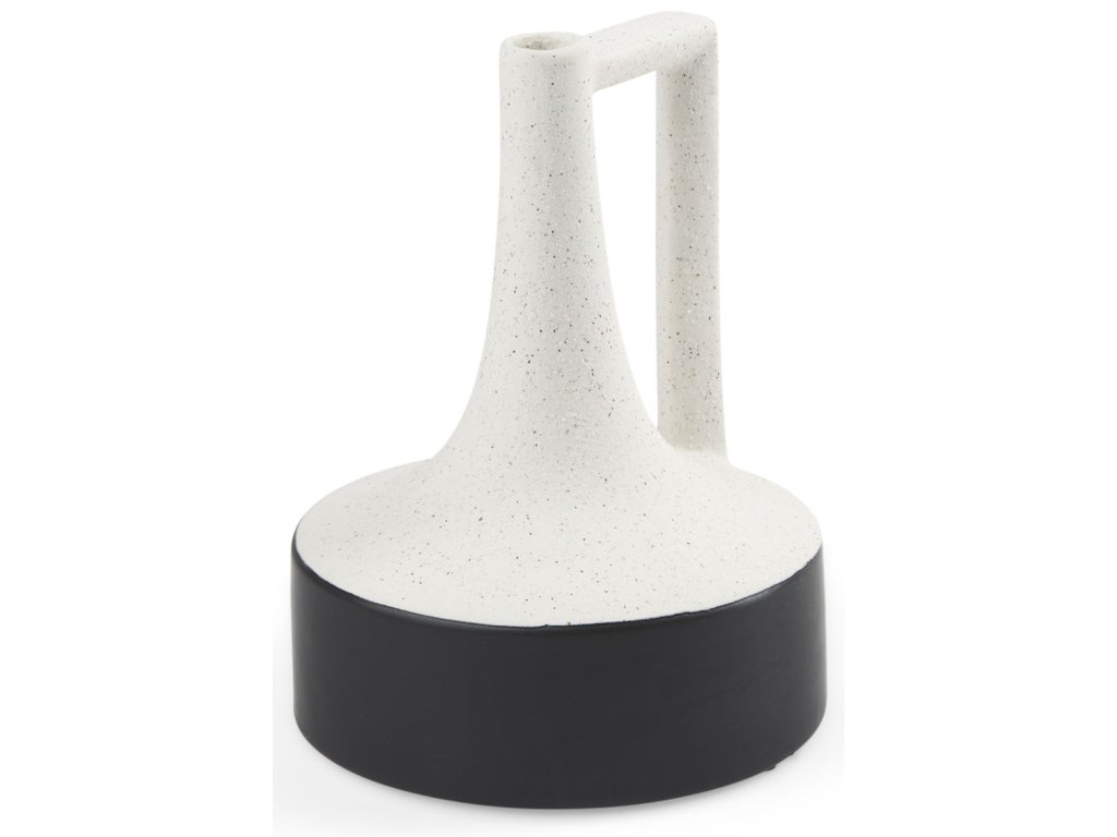 8.3H Small White and Black Ceramic Jug Vase