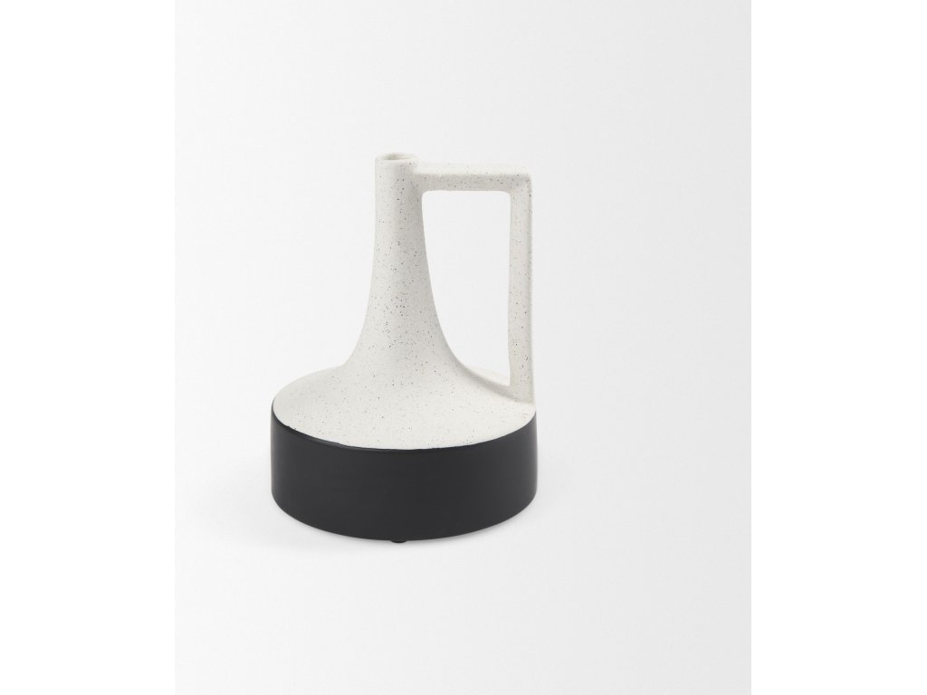 8.3H Small White and Black Ceramic Jug Vase - Alternative View