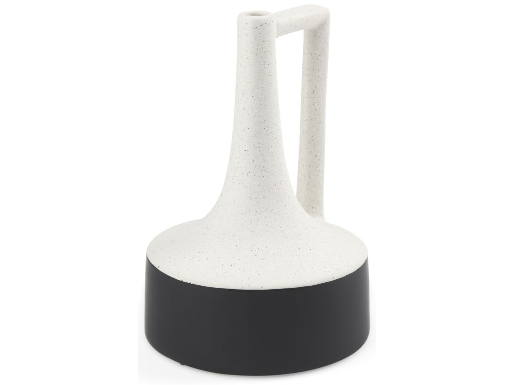 11.6H Medium White and Black Ceramic Jug Vase