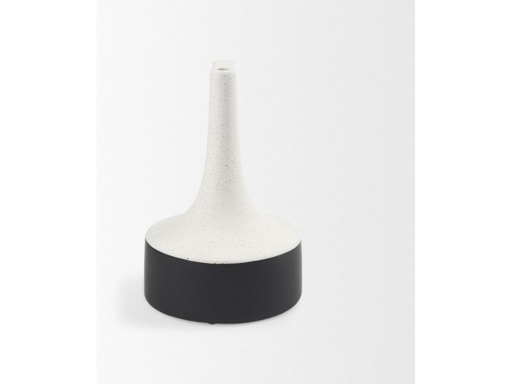 11.6H Medium White and Black Ceramic Jug Vase - Alternative View