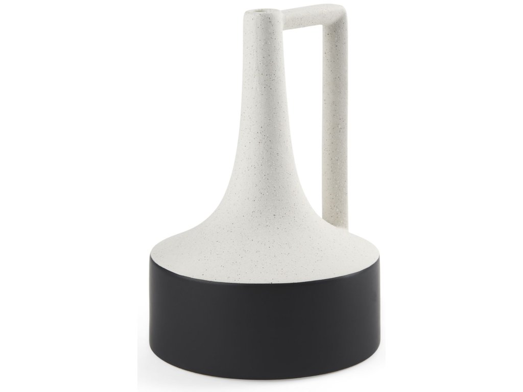 13.1H Large White and Black Ceramic Jug Vase