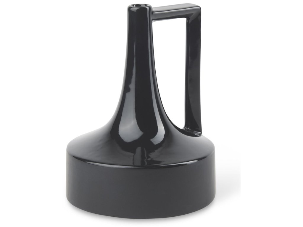 8.3H Small Glossy and Matte Black Ceramic Jug Vase