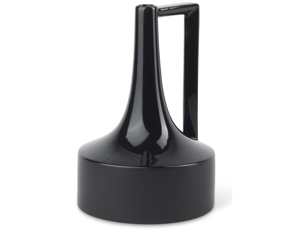 13.1H Large Glossy and Matte Black Ceramic Jug Vase