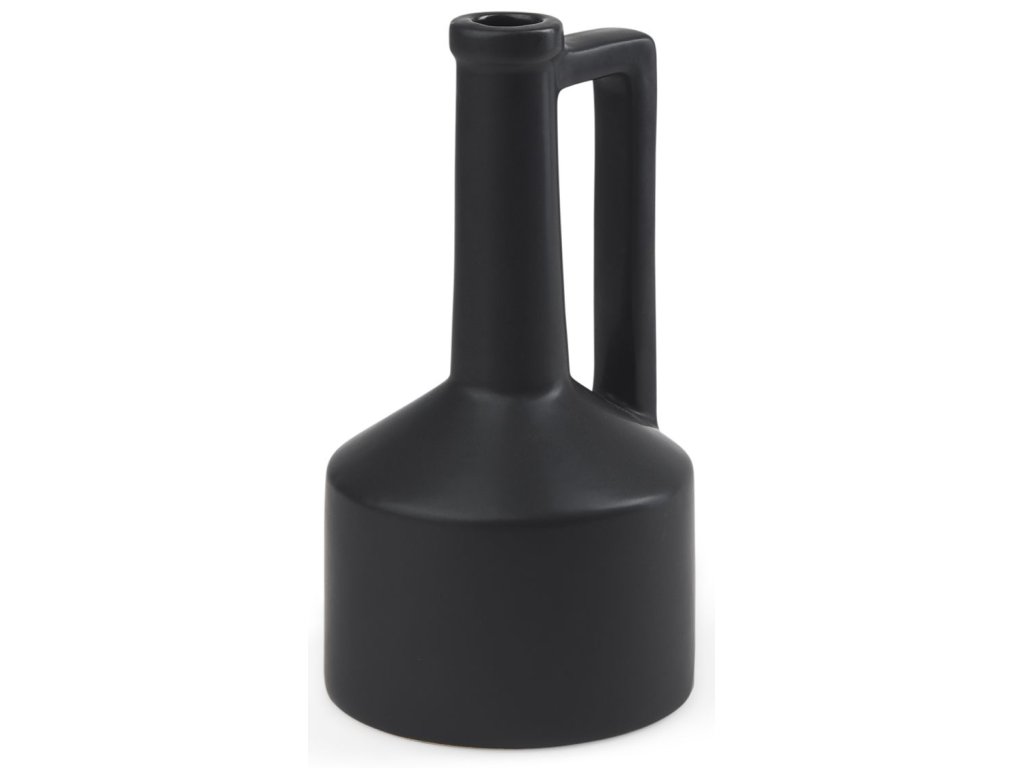 10.8H Small Matte Black Ceramic Jug Vase