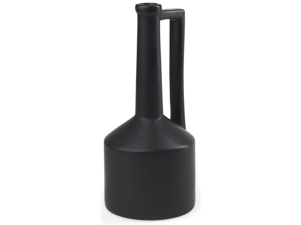 14.2H Medium Matte Black Ceramic Jug Vase