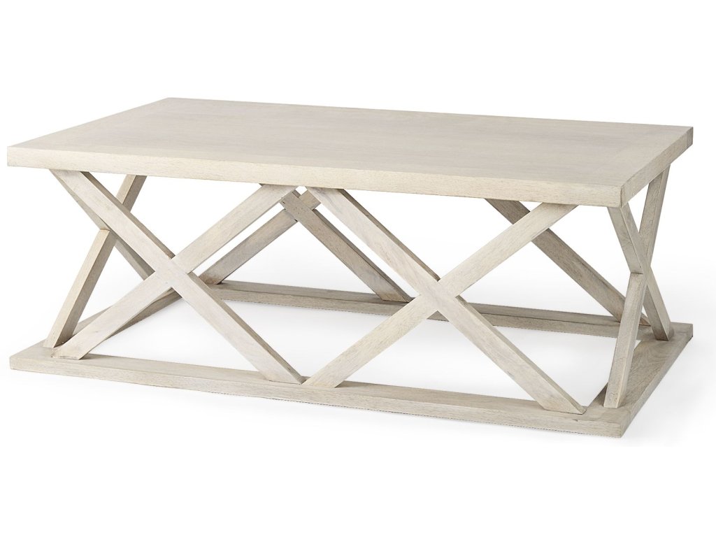 48.0L x 28.0W x 17.5H Blonde Wood Rectangular Coffee Table