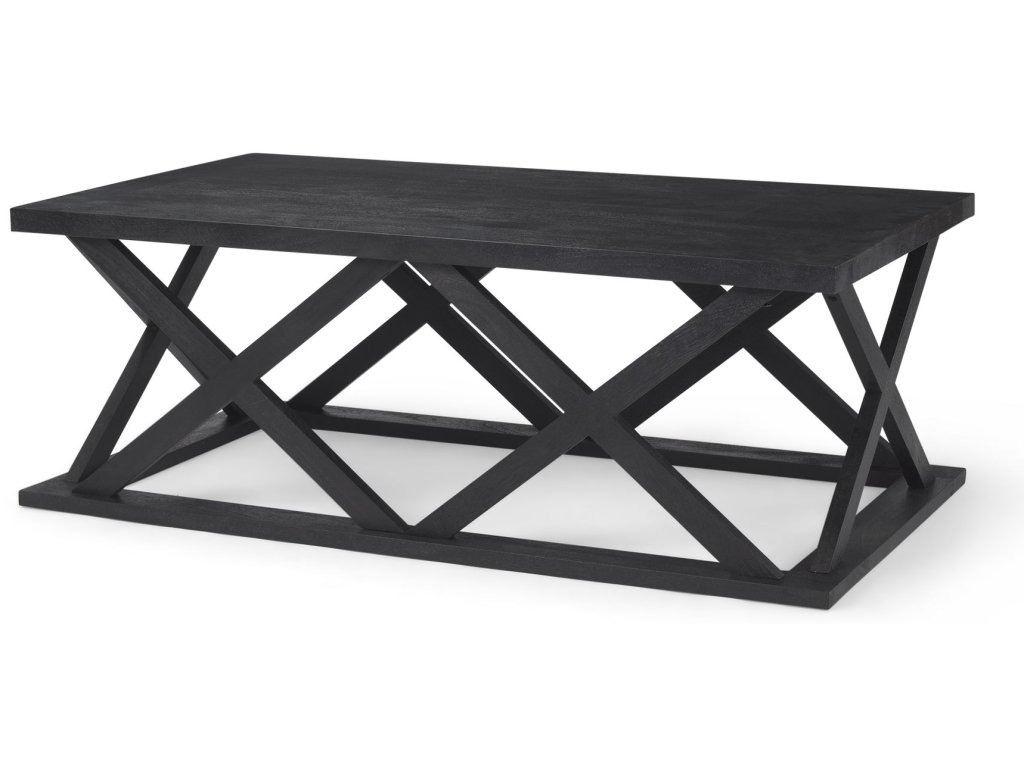 48.0L x 28.0W x 17.5H Black Wood Rectangular Coffee Table