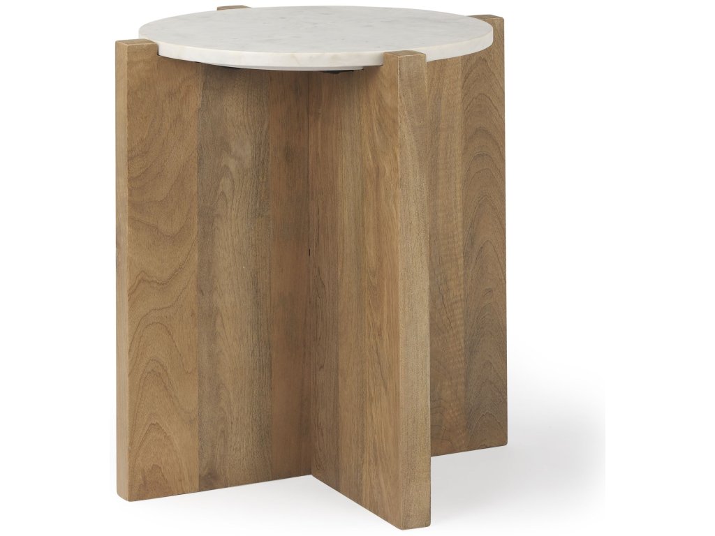 Wood and Marble Accent Table