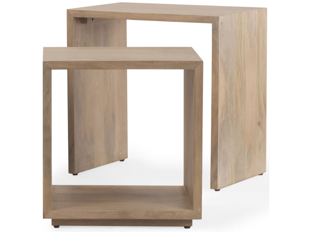 22.0L x 15.0W x 22.0H Set of 2 Brown Wood Nesting Accent Tables