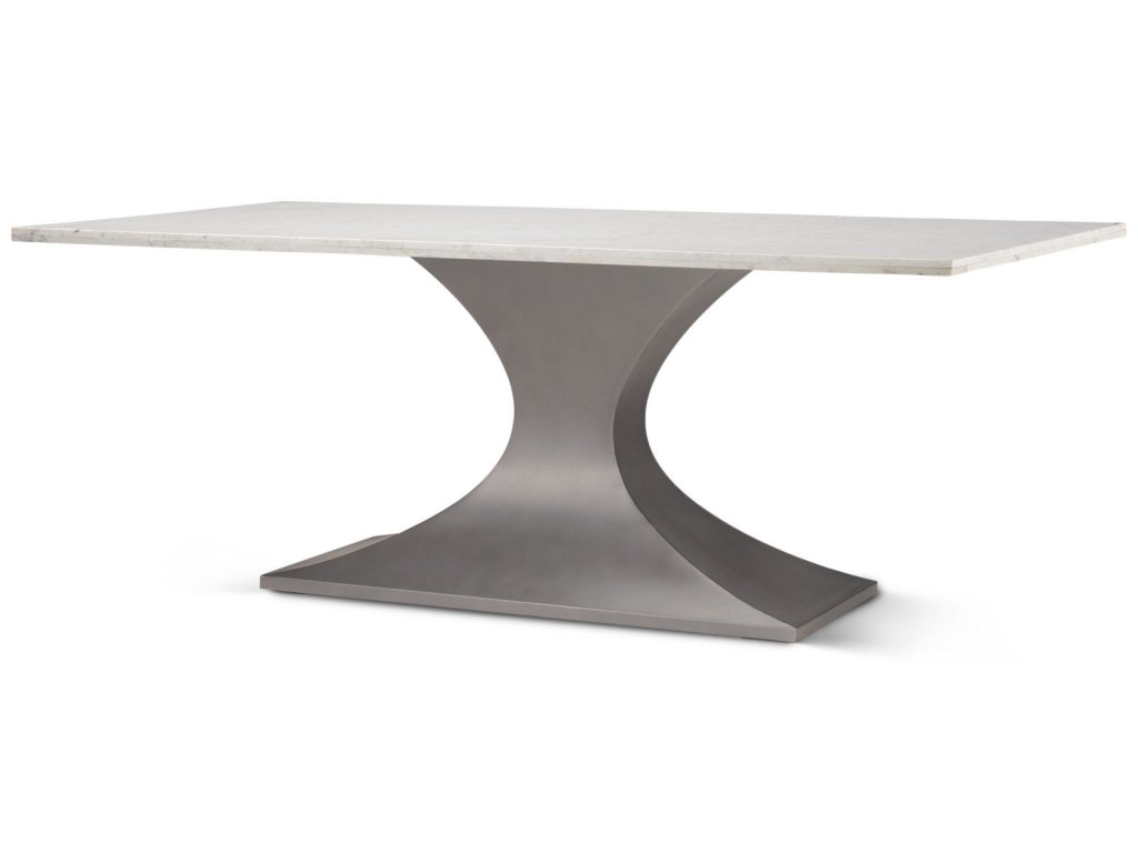 79.0L x 39.0W x 30.0H Marble Top w/ Gunmetal Base Dining Table