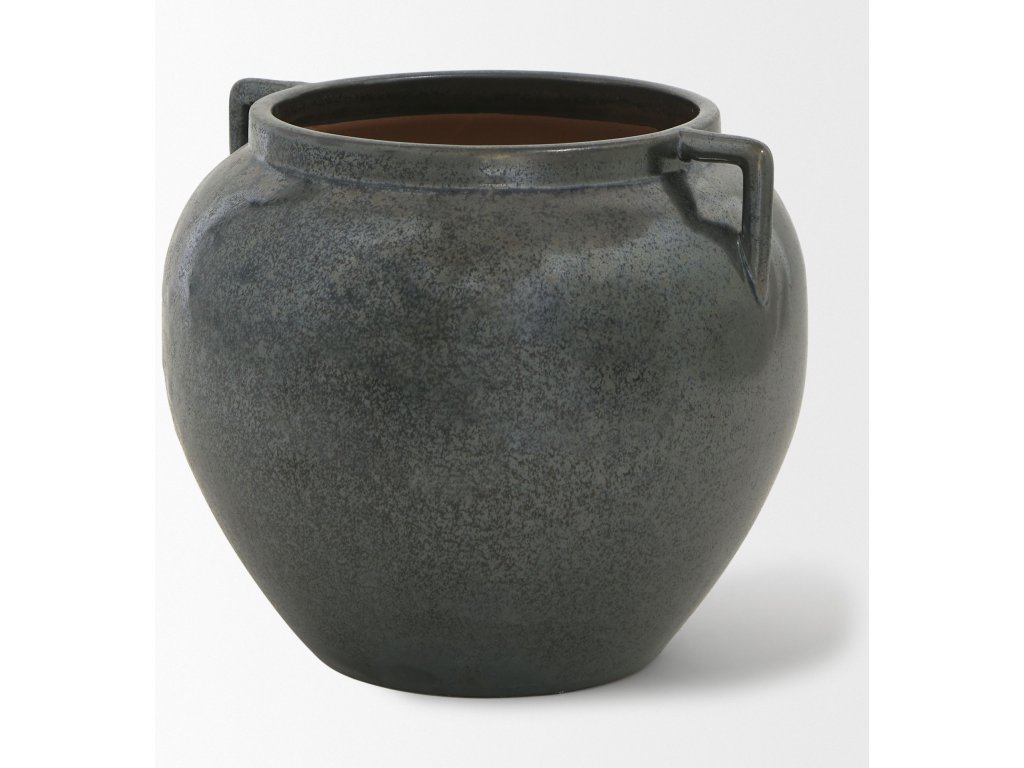 Short Dark Metallic Double Ear Vase