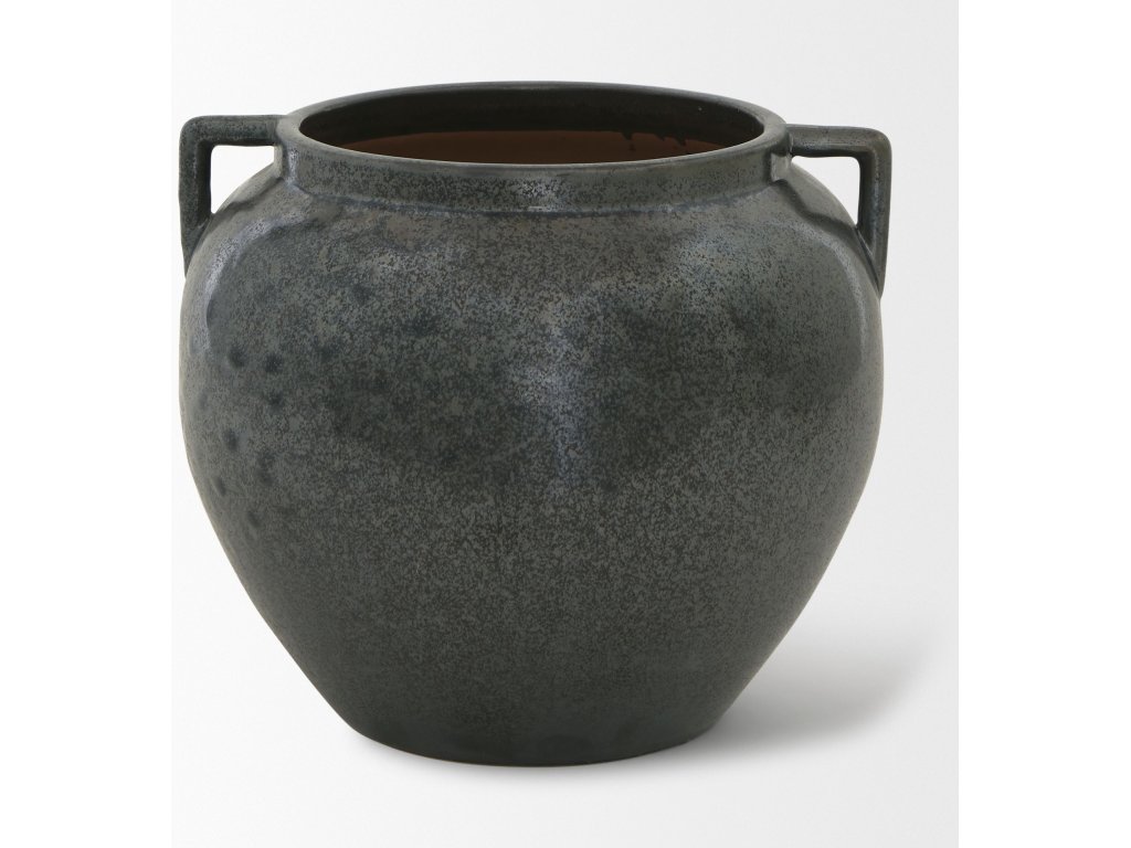 Short Dark Metallic Double Ear Vase
