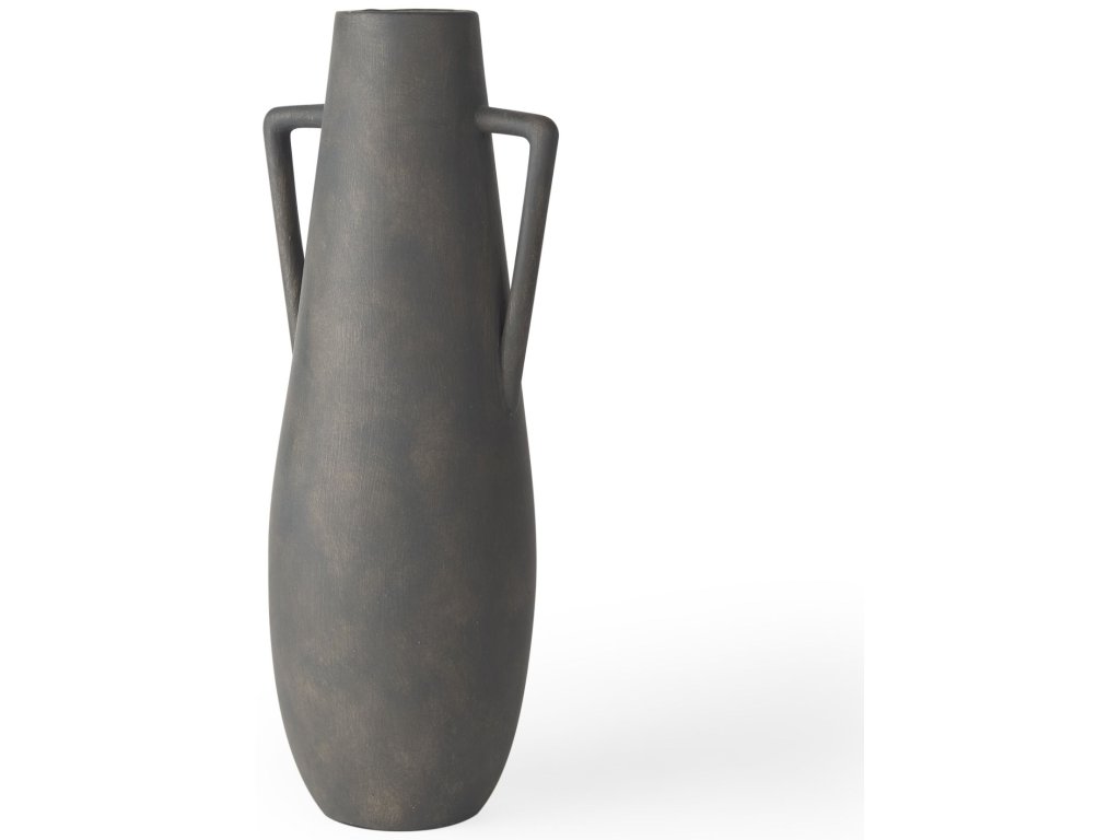 Tall Matte Brown-Gray Double Ear Vase
