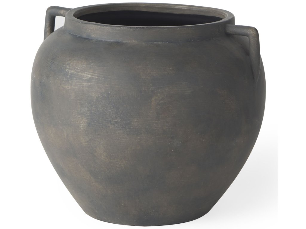Short Brown-Gray Double Ear Vase
