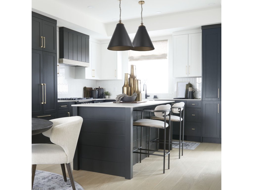 18.0L x 18.0W x 23.0H Black w/Antiqued Gold Accents Pendant Light - Alternative View