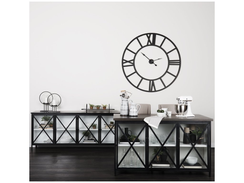 62.0L x 32.0W x 36.0H Dark Iron w/Glass Doors Kitchen Island