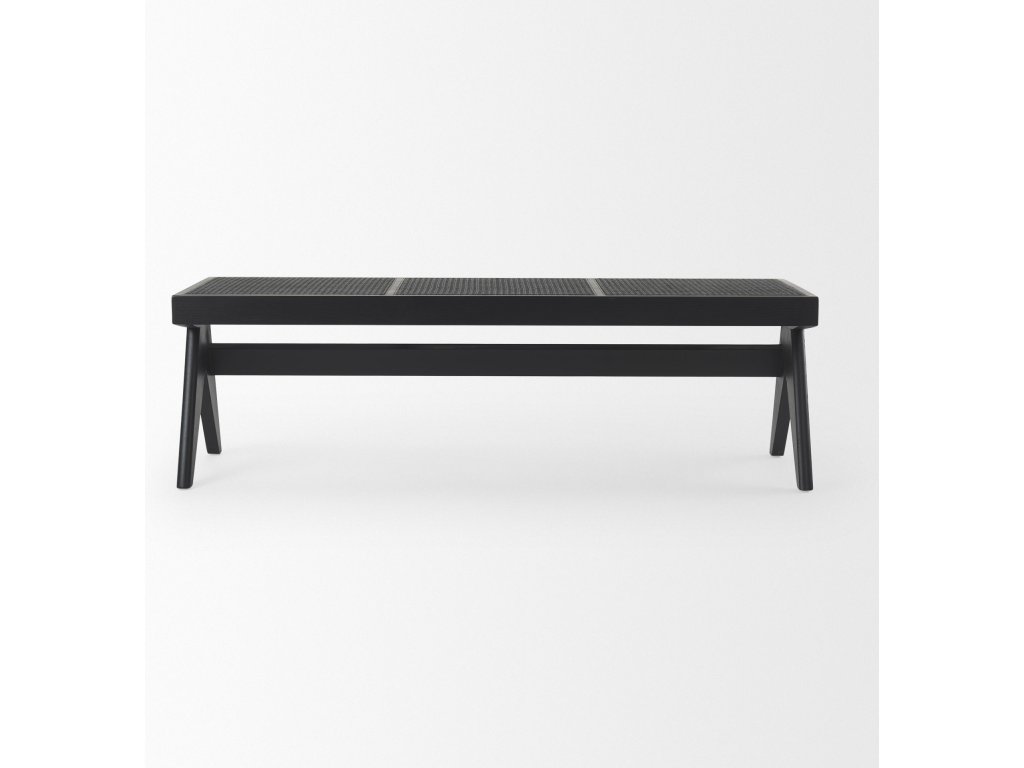 59.1L x 17.7W x 18.1H Black Wooden Bench
