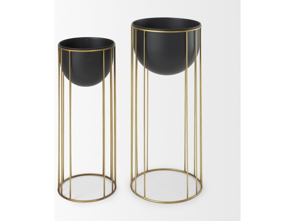 Set of 2 Matte Black Metal Plant Stands - Alternative View