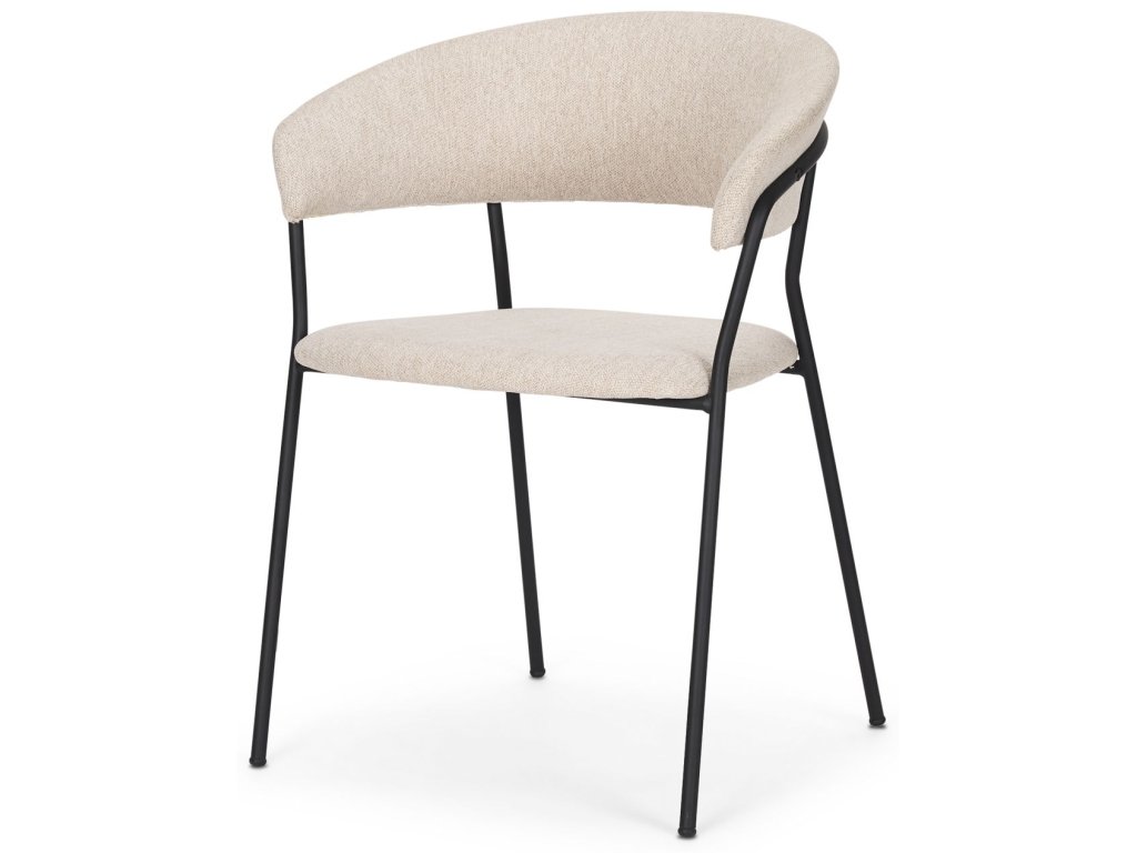 Dining Chair w/ Oatmeal Fabric & Matte Black Metal