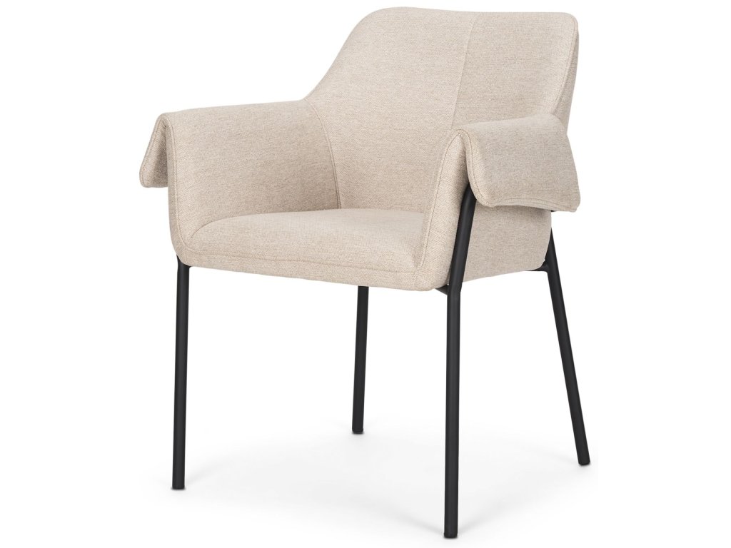 Dining Chair w/ Oatmeal Fabric & Matte Black Metal Legs