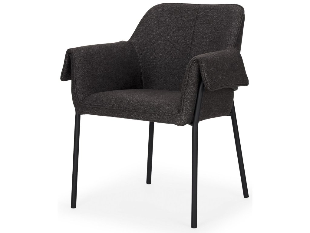 Dining Chair w/ Gray Fabric & Matte Black Metal Legs