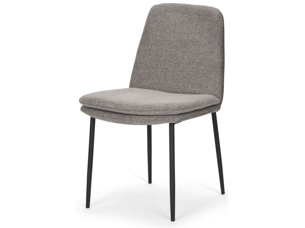 Dining Chair w/ Gray Fabric & Matte Black Metal