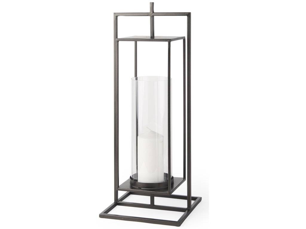 I Large Black Metal Rectangular Table Candle Holder