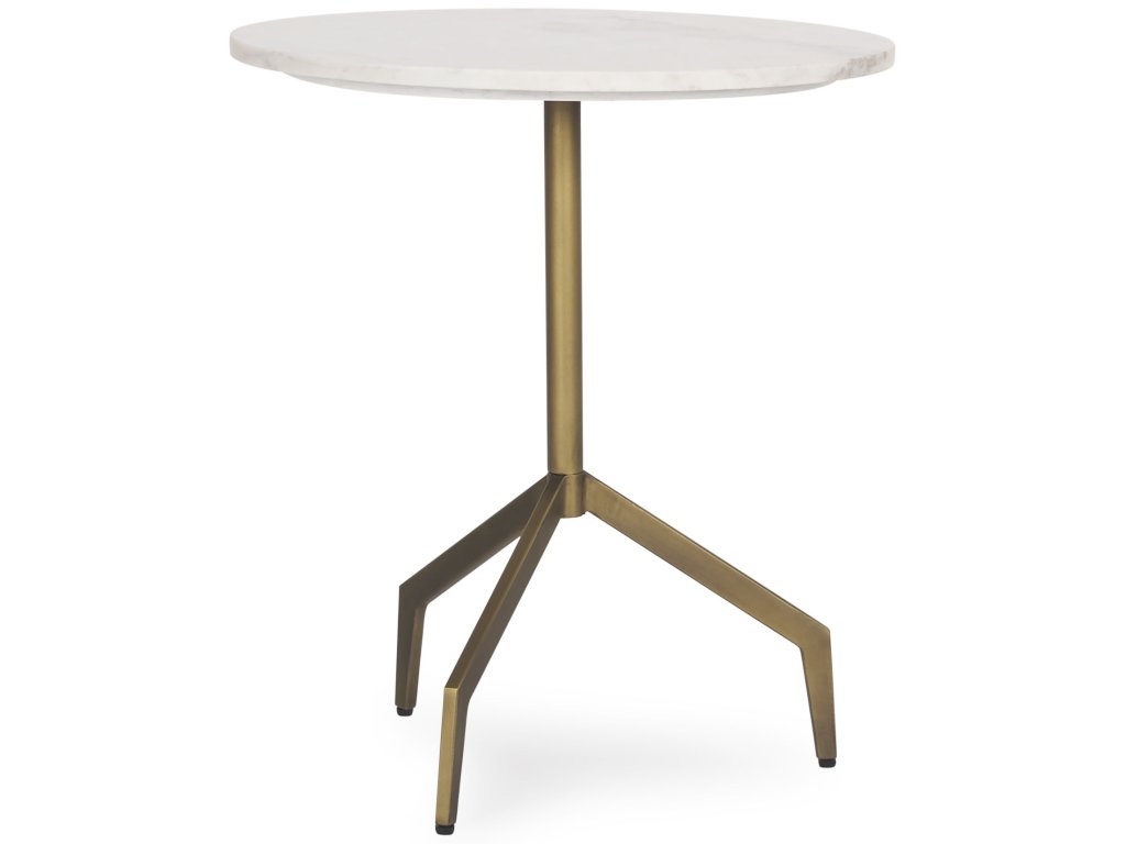 Marble Top 3 Prong Gold Metal Base End Table