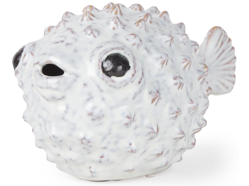 II (Large) 10L x 6W Off-White Ceramic Puffer Fish