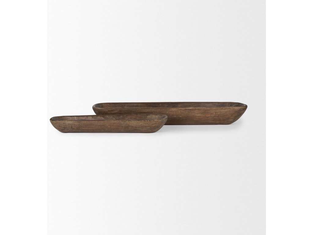 Set of 2 Extra Large Medium Brown Reclaimed Wood Trays - Alternative View
