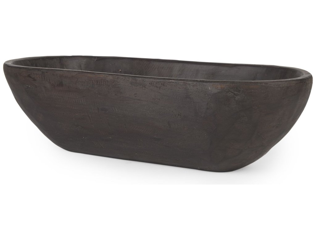 Extra Large Oblong Black-Brown Reclaimed Wood Bowl