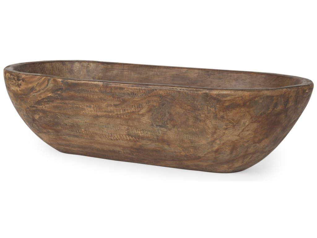 Extra Large Oblong Medium Brown Reclaimed Wood Bowl