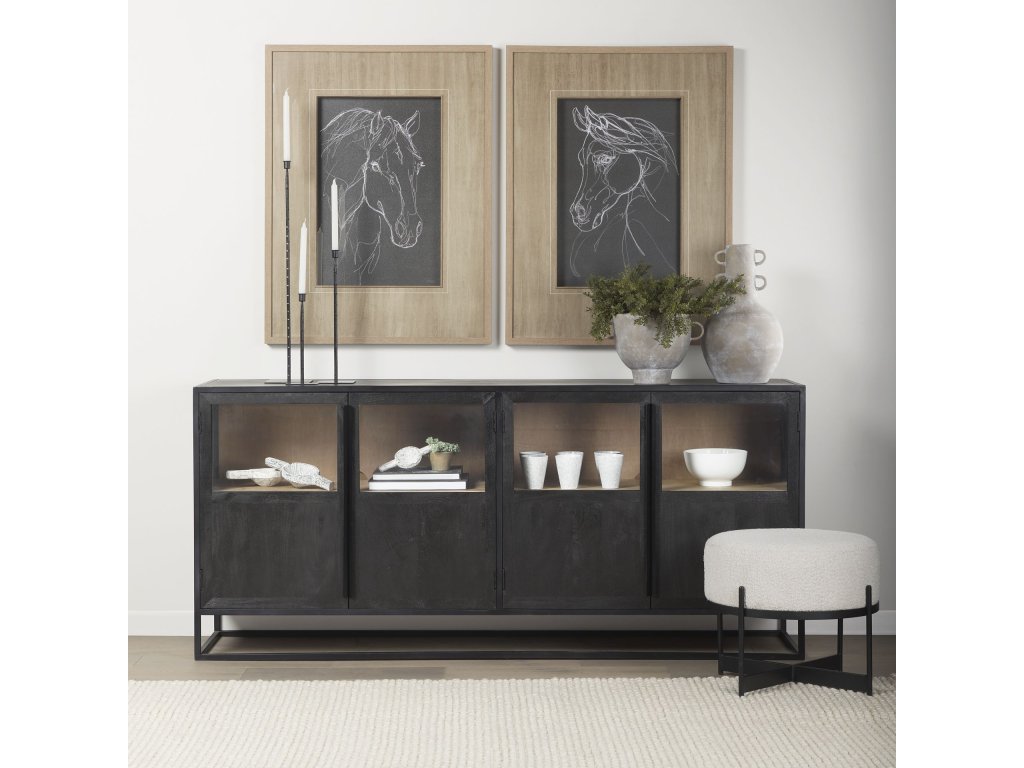 80.0L x 17.0W x 36.0H Black Wood w/Black Metal Frame Sideboard - Alternative View