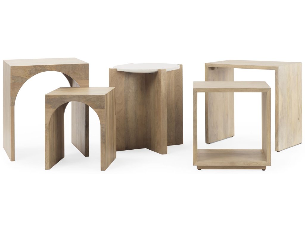 Wood and Marble Accent Table - Alternative View