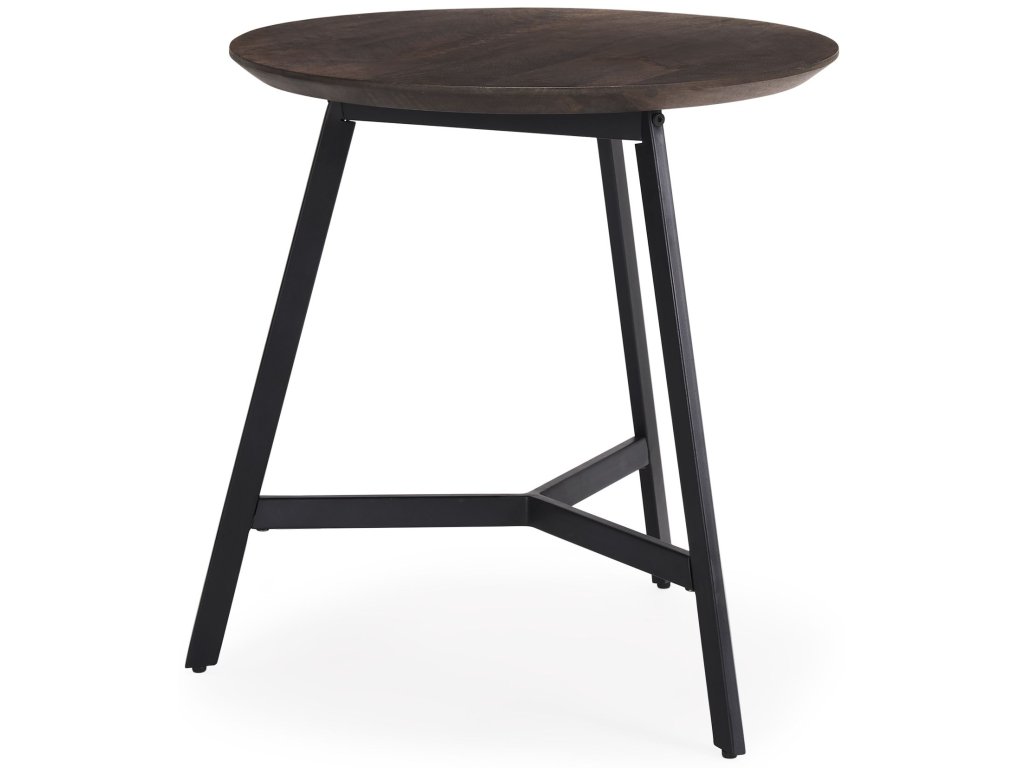 Dark Brown Wood w/ Metal Legs Side Table