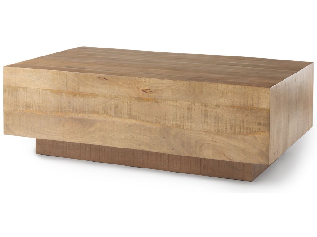 Light Brown Wood Rectangular Coffee Table