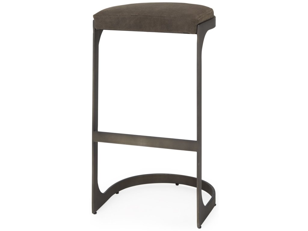 17L x 18W x 31H Brown/Gray Suede w/ Metal Frame Bar Stool