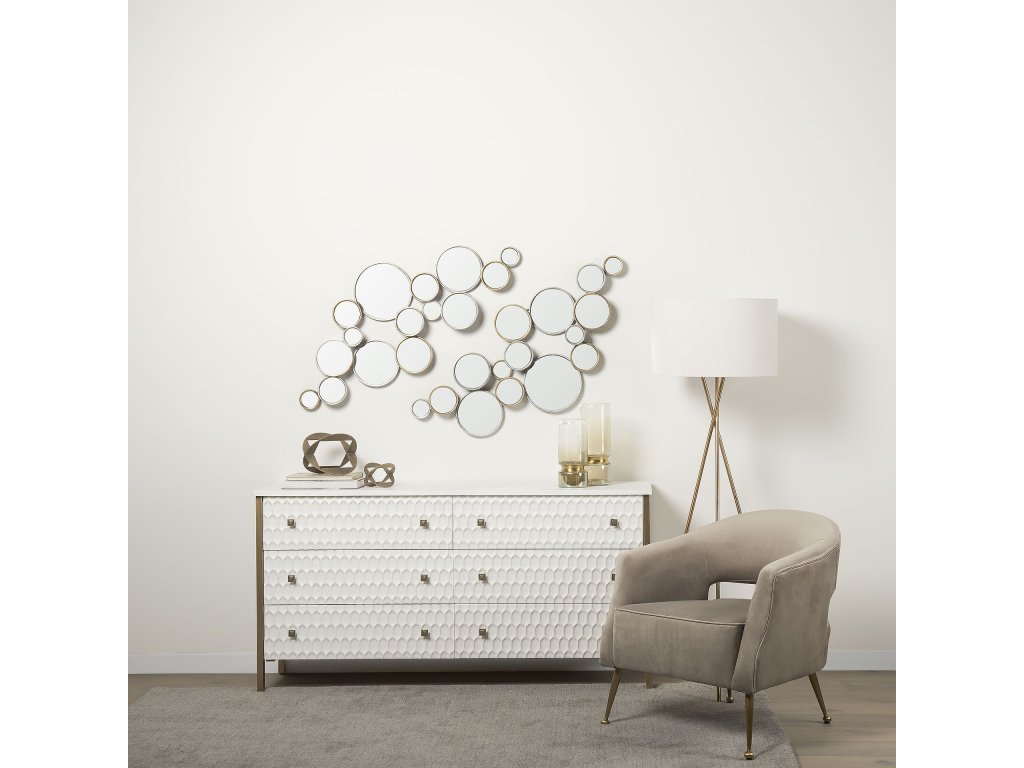 White Fir Veneer w/ Gold Metal Accents 6-Drawer Sideboard - Alternative View