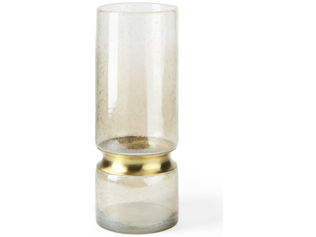 II Large Brushed Gold Metal Glass Vase
