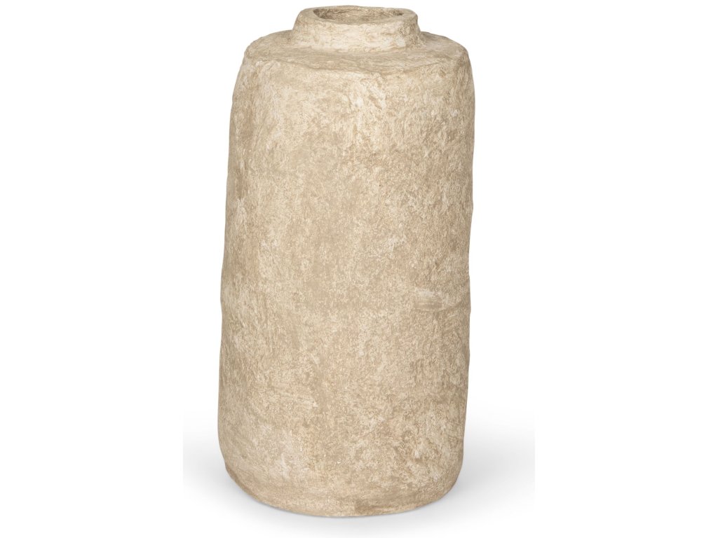 Small Beige Paper Mache Floor Vase