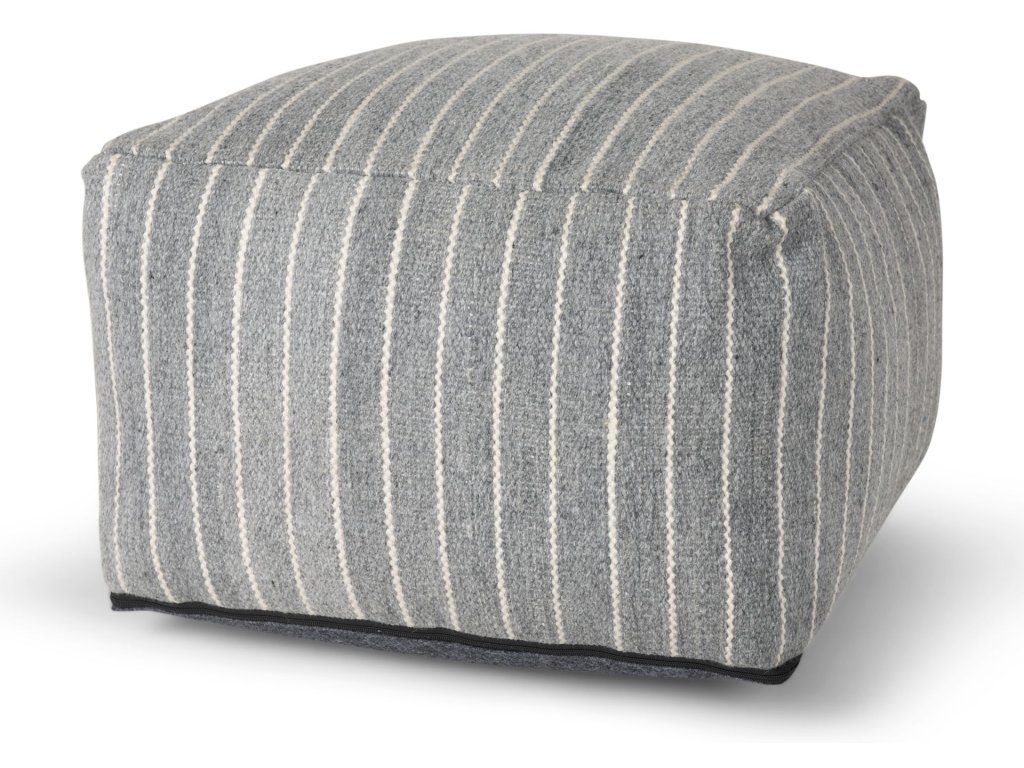 Large Blue Striped Pouf