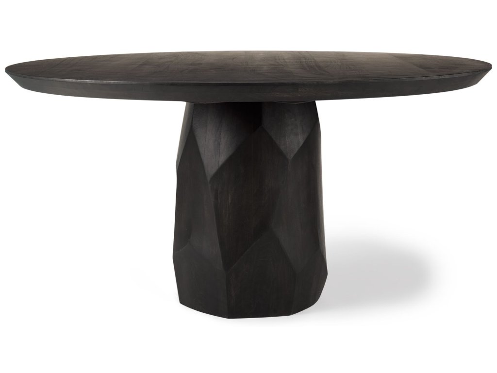 60" Round Brown Solid Wood Top & Base Dining Table