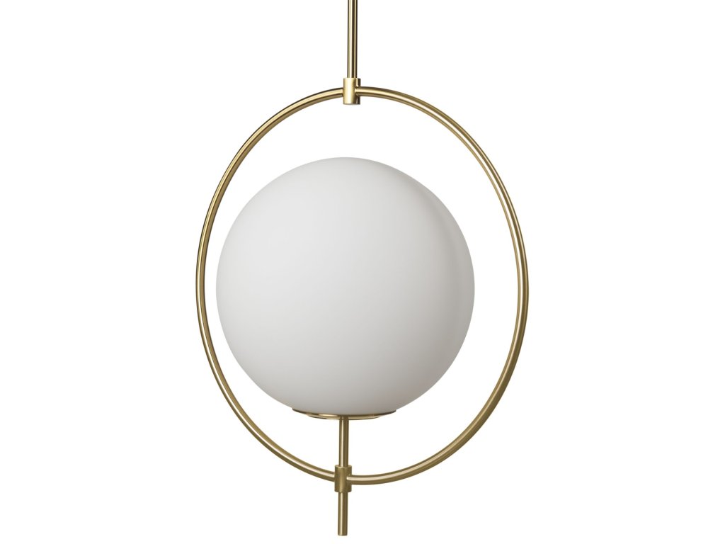 Frosted Glass Globe w/ Gold Metal Pendant Light