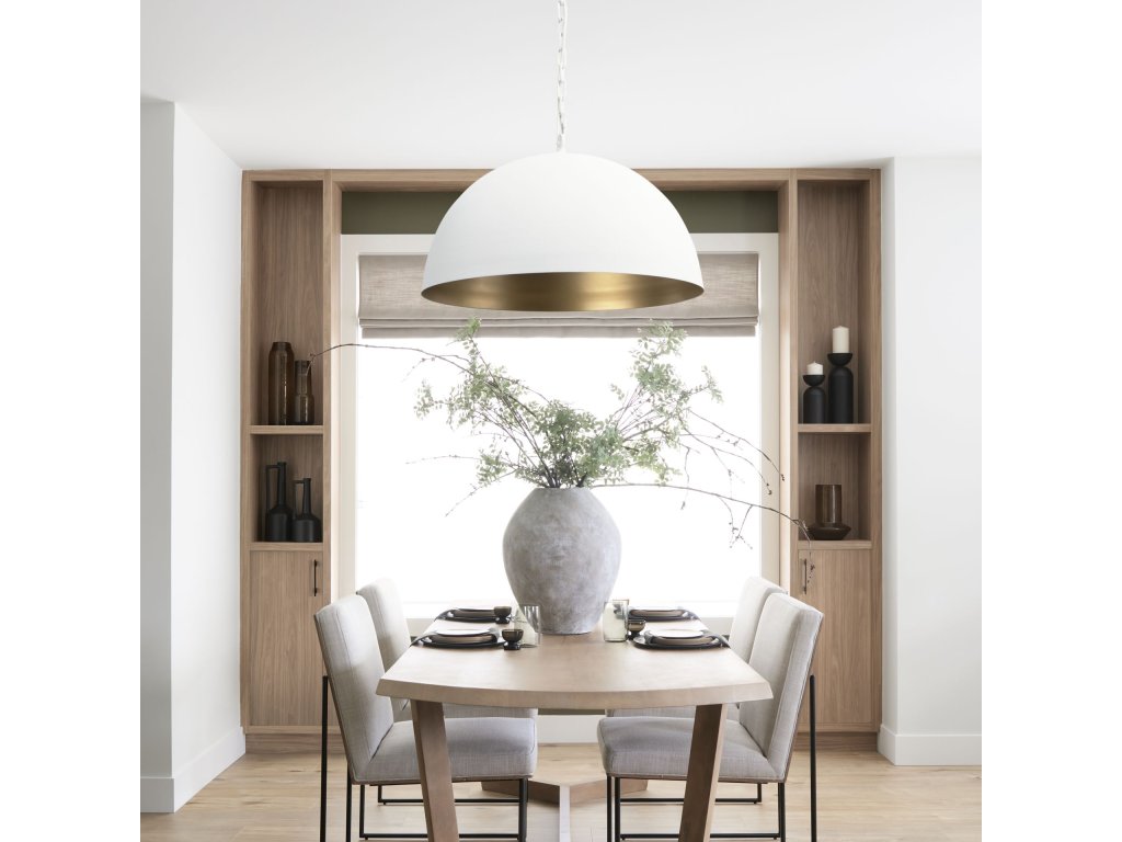 36" Round White Dome Pendant Light