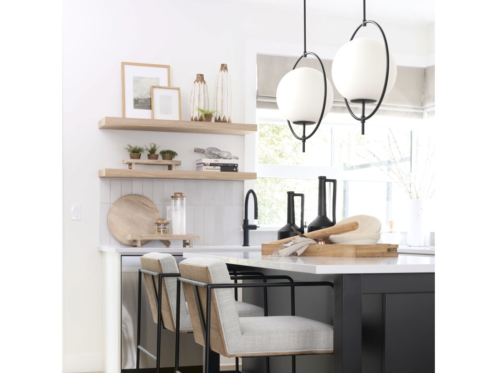 Frosted Glass Globe Set In Matte Black Metal Pendant Ceiling Light