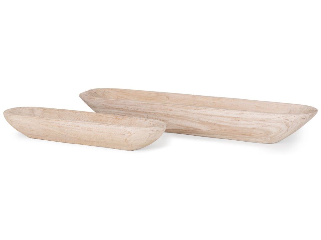 Set of 2 Extra Large Light-Wash Reclaimed Wood Trays